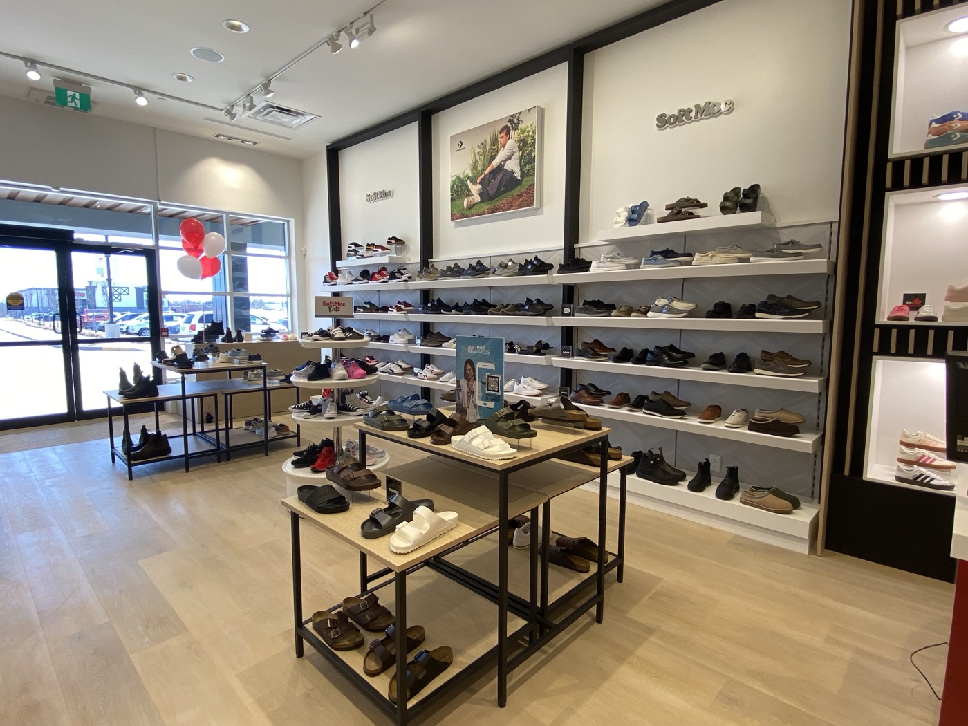 SoftMoc branded signage and shoe displays