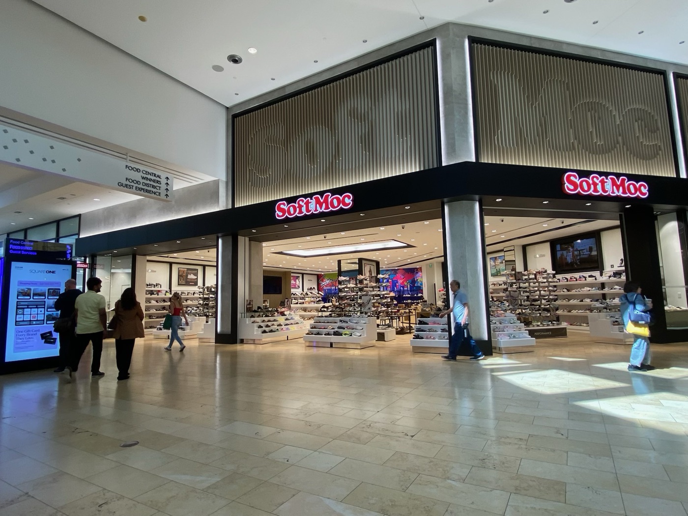 SoftMoc Square One — wide storefront view from mall corridor